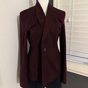 The Limited Burgundy Structured Blazer with Tailored Fit